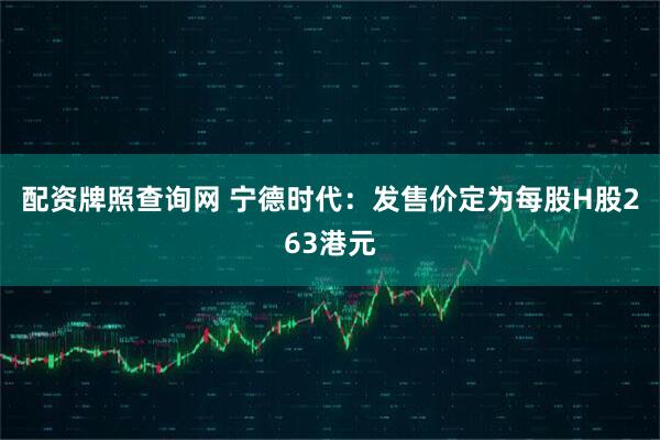 配资牌照查询网 宁德时代：发售价定为每股H股263港元